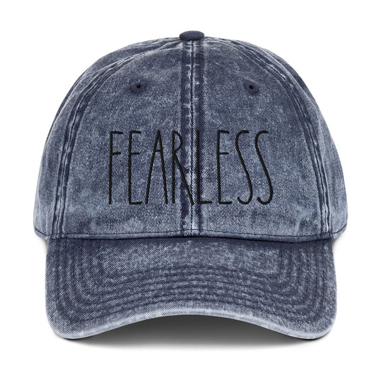 Fearless Vintage Cotton Twill Cap, 3D Puff Embroidery Hat