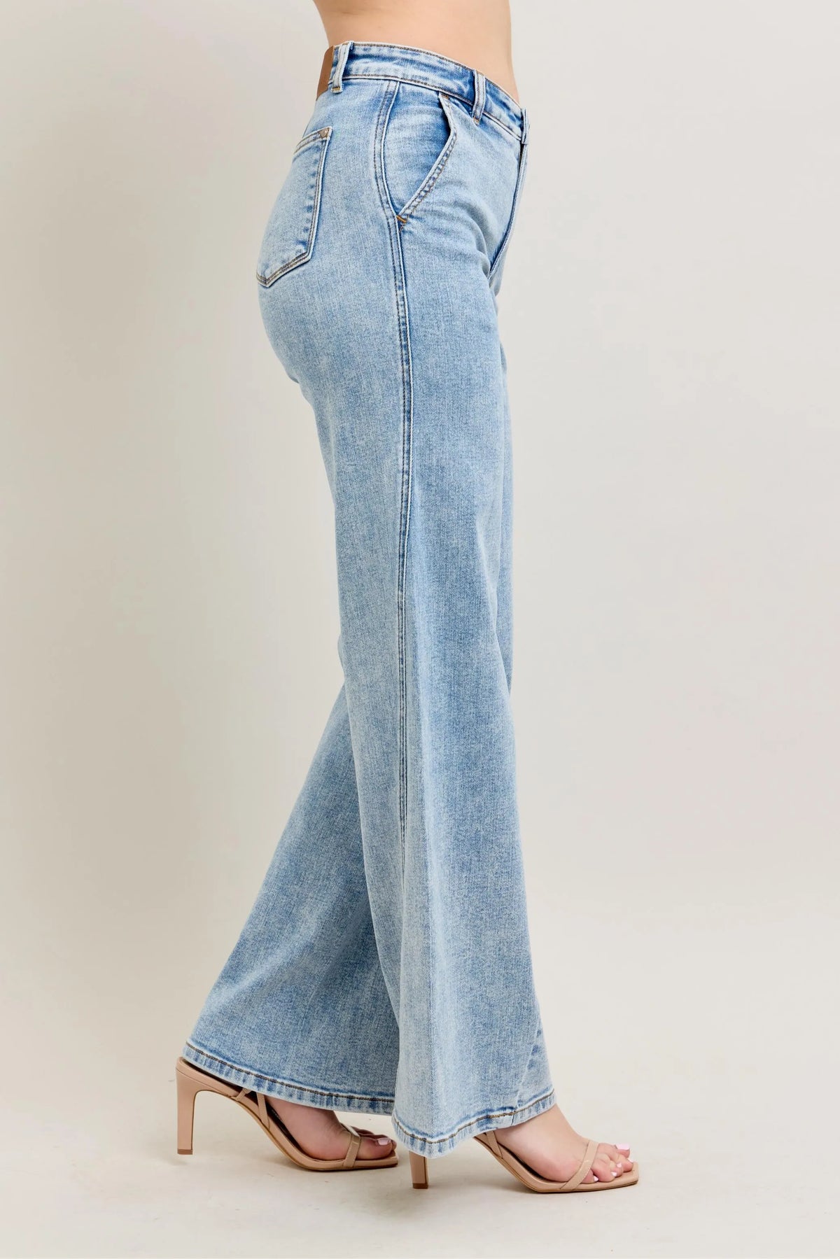 Judy Blue Wide Leg Denim Jeans – Detail View
