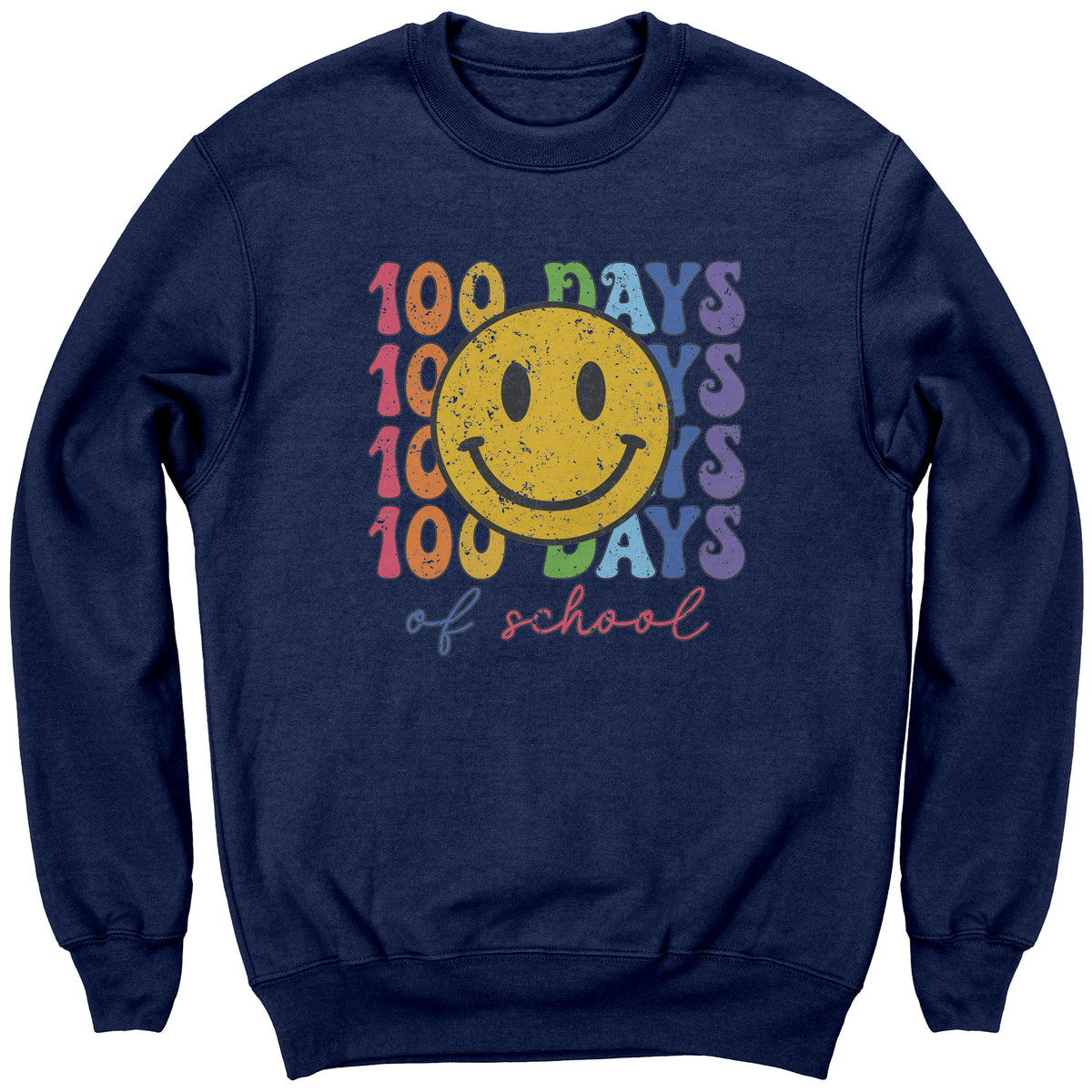 Kids 100 Days of School Sweatshirt Smile Face