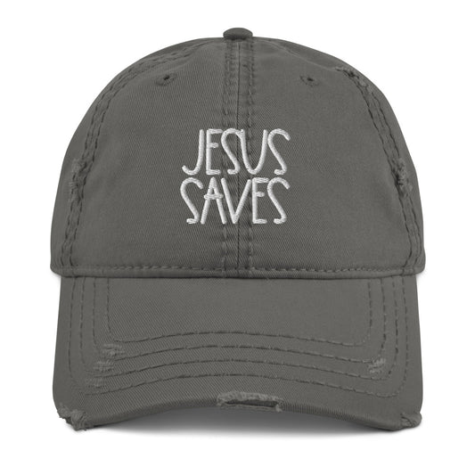 Jesus Saves Distressed Dad Hat