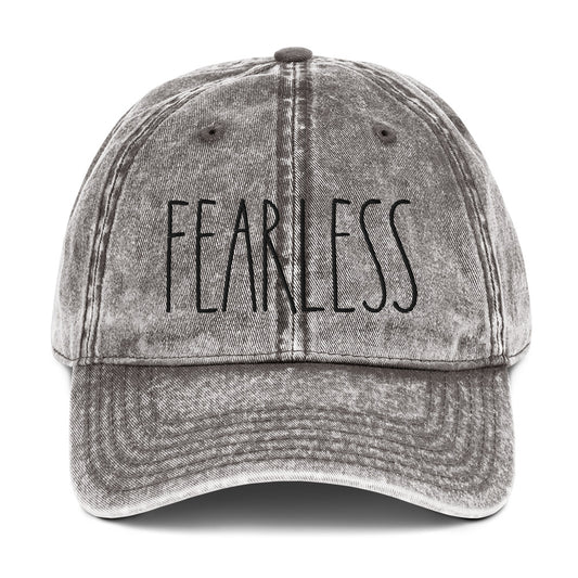 Fearless Vintage Cotton Twill Cap, 3D Puff Embroidery Hat